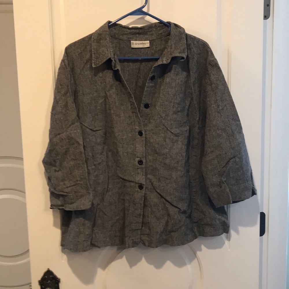 Dress barn size 3x gray collared button up
